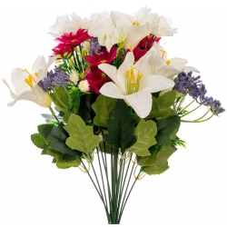 Μπουκέτο διακοσμητικό Κρίνος λευκό-ροζ 20x44εκ Iliadis 14136