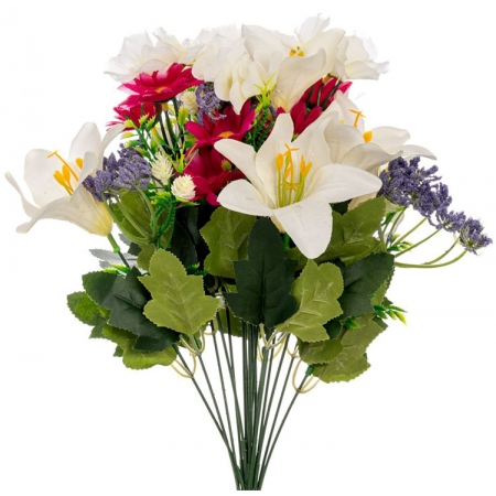 Μπουκέτο διακοσμητικό Κρίνος λευκό-ροζ 20x44εκ Iliadis 14136