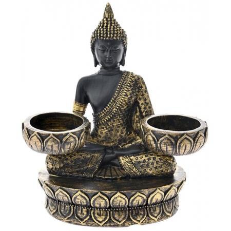 Φιγούρα διακοσμητική πολυρεσίνης Βούδας αντικέ χρυσό-μαύρο 14.5x7.5x16.5εκ Iliadis 76634