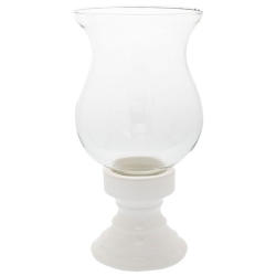 Κηροπήγιο γυάλινο-κεραμικό διάφανο-λευκό 20x39.5εκ Iliadis 85086