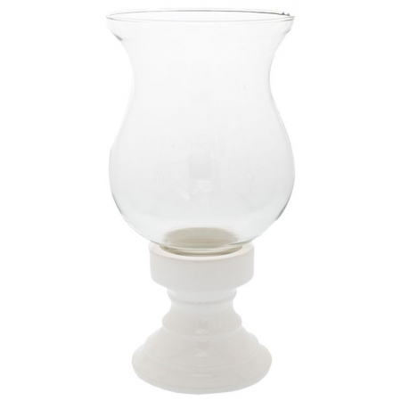 Κηροπήγιο γυάλινο-κεραμικό διάφανο-λευκό 20x39.5εκ Iliadis 85086