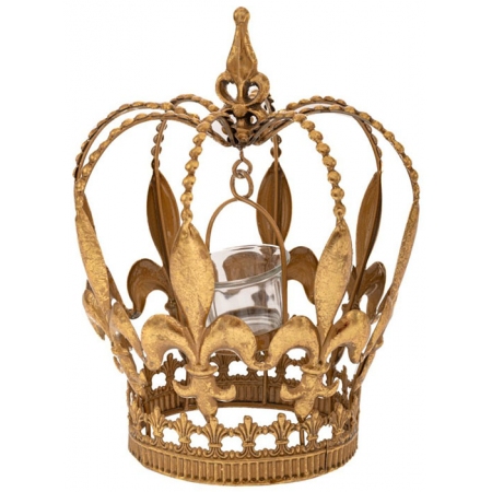Κηροπήγιο μεταλλικό Κορώνα αντικέ χρυσό 19x25εκ Iliadis 88950