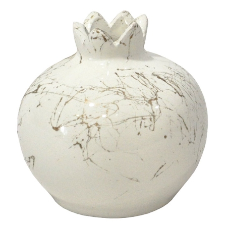 Ρόδι διακοσμητικό κεραμικό εκρού-χρυσό 7.5x8εκ Pol 5231014