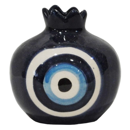 Ρόδι διακοσμητικό κεραμικό Μάτι μπλε-λευκό 7.5x8εκ Pol 5231020