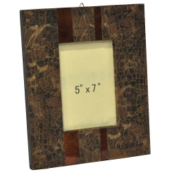 Κορνίζα τοίχου ξύλινη-δερματίνη καφέ-πορτοκαλί 13x18εκ Sinialo 28-249-A2181