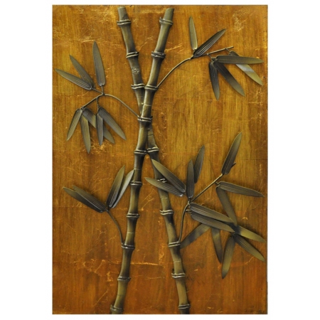 Πίνακας ξύλινο-μεταλλικό Μπαμπού χρυσό 50x6x76εκ Sinialo 36-78-ΗΜ0168