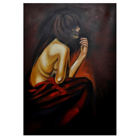 Πίνακας σε καμβά   Γυναίκα   καφέ/κόκκινο 70x100εκ 35-98-YR39