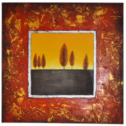 Πίνακας σε καμβά Δέντρα κόκκινο 80x80εκ Sinialo 35-98-ΥΗ135