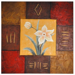 Πίνακας σε καμβά Λουλούδια καφέ-μπεζ 80x80εκ Sinialo 35-98-ΥΗ135