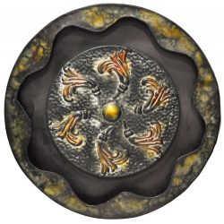 Διακοσμητικό τοίχου μεταλλικό Δίνη αντικέ λαδί-μαύρο 49x4.5εκ Sinialo 35-28-G17634