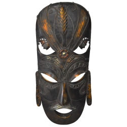 Διακοσμητικό τοίχου μεταλλικό Μάσκα αντικέ μπρονζέ 32x9x70εκ Sinialo 35-28-G17472