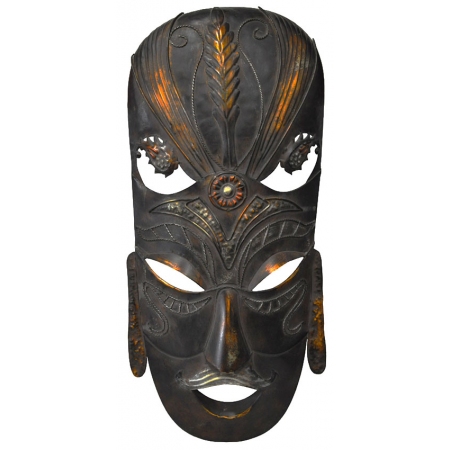 Διακοσμητικό τοίχου μεταλλικό Μάσκα αντικέ μπρονζέ 32x9x70εκ Sinialo 35-28-G17472