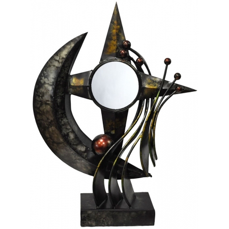 Διακοσμητικό επιτραπέζιο μεταλλικό με καθρέπτη αντικέ μαύρο 44x15x60εκ Sinialo 35-28-G17460
