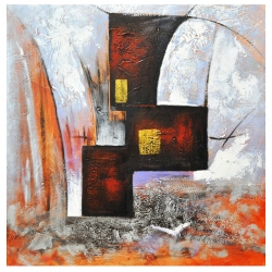 Πίνακας σε καμβά κόκκινο-μωβ-χρυσό 60x60εκ Sinialo 35-98-YC477