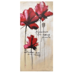 Πίνακας σε καμβά Λουλούδια κόκκινο-μπεζ 50x100εκ Sinialo 39-34-TL10289A