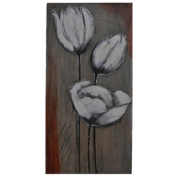 Πίνακας σε καμβά   Τουλίπες   γκρι/λευκό 50x100εκ 39-34-TL10289A