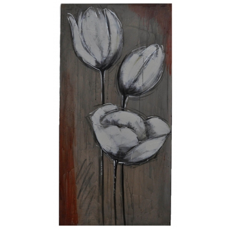 Πίνακας σε καμβά   Τουλίπες   γκρι/λευκό 50x100εκ 39-34-TL10289A