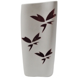 Βάζο κεραμικό λευκό-κόκκινο 14x7x28εκ Sinialo 37-53-Α0432