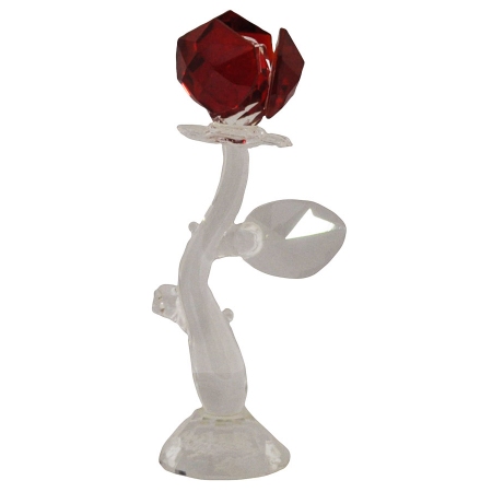 Διακοσμητικό κρυστάλλινο Τριαντάφυλλο διάφανο-κόκκινο 6x4x13.5εκ Sinialo 37-45-4116RR