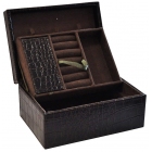 Μπιζουτιέρα δερματίνη Κροκό καφέ 17.7x12.5x8.5εκ Sinialo 37-48-1025182DB