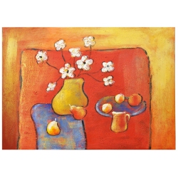 Πίνακας σε καμβά Βάζο κόκκινο-πορτοκαλί 70x50εκ Sinialo 35-98-YC37