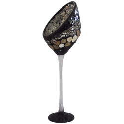 Κηροπήγιο γυάλινο μαύρο 13x40εκ Sinialo 25-88-18AC02