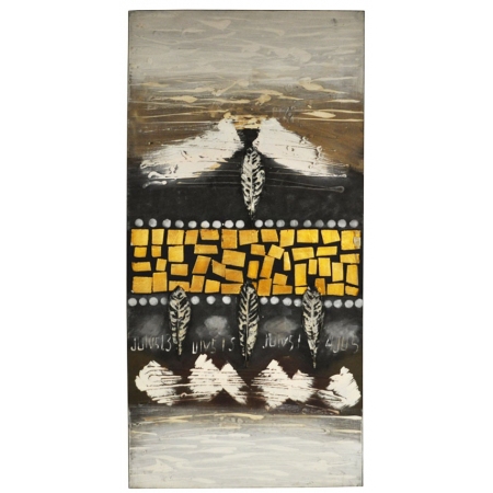 Πίνακας σε καμβά μαύρο-λευκό-χρυσό 70x140εκ Sinialo 38-12-NPG596B