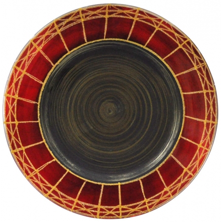 Πιατέλα γυάλινη κόκκινο-χρυσό 35x1.7εκ Pol 5901339