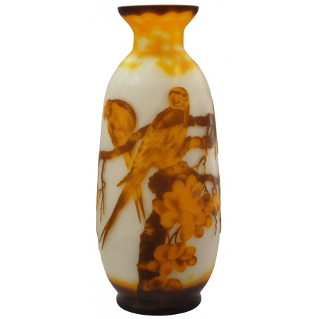 Βάζο γυάλινο λευκό-πορτοκαλί 13x33εκ τ.Galle 4021