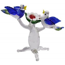 Διακοσμητικό γυάλινο Πουλάκια διάφανο-μπλε 9x5x7εκ Sinialo 5901397