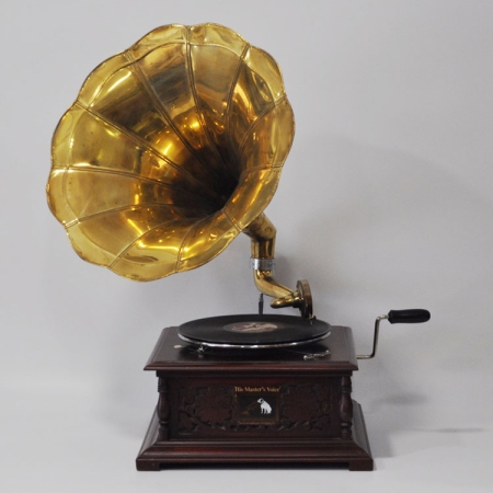 Γραμμόφωνο ξύλινο καφέ-χρυσό 62x43x67εκ Sinialo 5901423