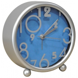 Ρολόι ξυπνητήρι πλαστικό ασημί-μπλε 11x4x11εκ Sinialo 37-74-EG7720PB