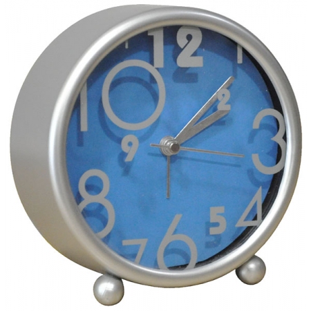 Ρολόι ξυπνητήρι πλαστικό ασημί-μπλε 11x4x11εκ Sinialo 37-74-EG7720PB