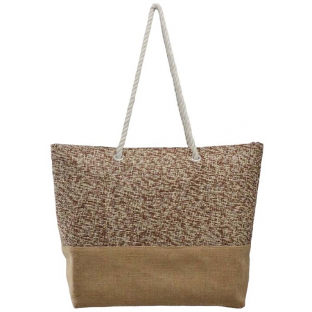 Τσάντα θαλάσσης υφασμάτινη λευκό-καφέ 53x14x38εκ Ankor 831418