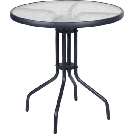 Τραπέζι κήπου μεταλλικό στρογγυλό μαύρο 70εκ EPAM TAB-70BL