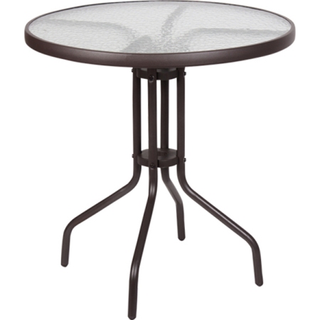 Τραπέζι κήπου μεταλλικό στρογγυλό καφέ 70εκ EPAM TAB-70BR