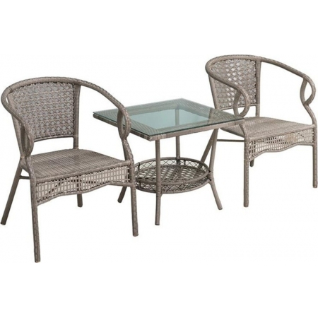 Τραπεζαρία κήπου σετ 3 τεμαχίων μεταλλικό-πλαστικό γκρι Click 6-50-715-0003