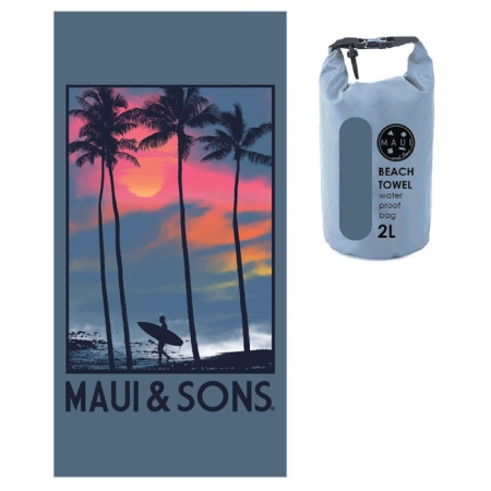 Πετσέτα θαλάσσης microfiber Palm trees γκρι μπλε 90x180εκ Maui 4955