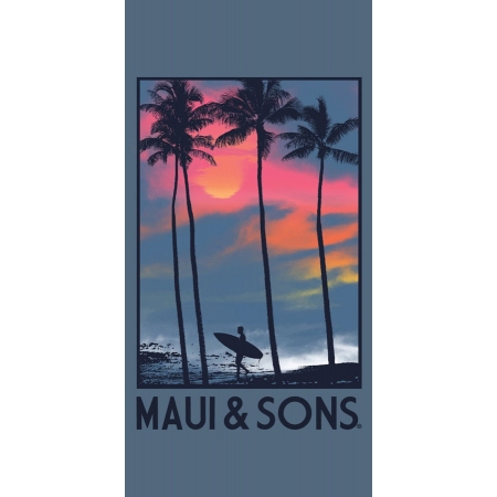 Πετσέτα θαλάσσης microfiber Palm trees γκρι μπλε 90x180εκ Maui 4955