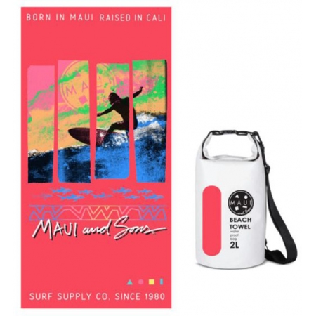 Πετσέτα θαλάσσης microfiber Surf wave ροζ 90x180εκ Maui 4956