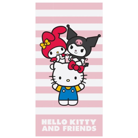 Πετσέτα θαλάσσης παιδική microfiber ροζ-λευκό 70x150εκ Hello Kitty 4917