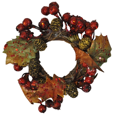 Στεφάνι διακοσμητικό κόκκινο-χρυσό 17x6εκ Sinialo 4360313