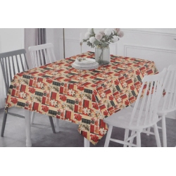 Τραπεζομάντηλο υφασμάτινο αλέκιαστο Αλεξανδρινό μπεζ-κόκκινο 150x240εκ Sidirela E-3344