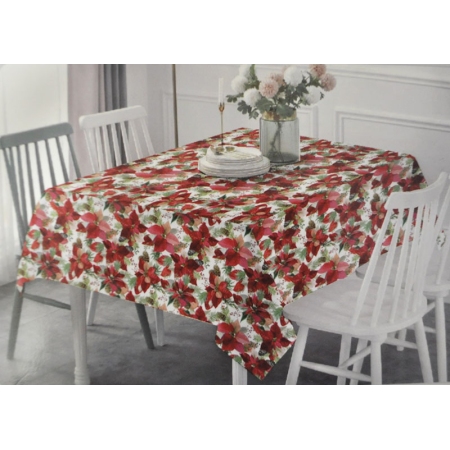 Τραπεζομάντηλο υφασμάτινο αλέκιαστο Αλεξανδρινό λευκό-κόκκινο 150x180εκ Sidirela Ε-3342