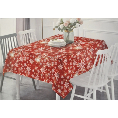 Τραπεζομάντηλο υφασμάτινο αλέκιαστο Νιφάδα κόκκινο 150x180εκ Sidirela Ε-3342