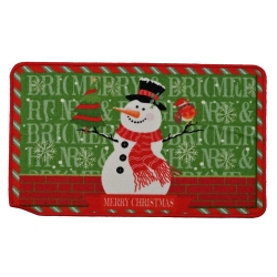 Χαλάκι πολυεστερικό Χιονάνθρωπος κόκκινο-πράσινο 80x50εκ Sidirela E-1255