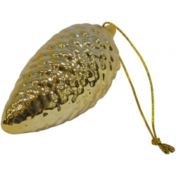 Κρεμαστό διακοσμητικό κεραμικό Κουκουνάρι χρυσό 5x10εκ Espiel ID110