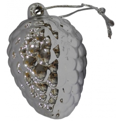 Κρεμαστό διακοσμητικό κεραμικό Κουκουνάρι ασημί 6x9εκ Espiel ID207