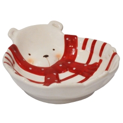 Μπωλ δικοσμητικό κεραμικό Αρκουδάκι λευκό-κόκκινο 17.5x15.5x5εκ Espiel ΝΥΙ403