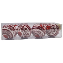 Χριστουγεννιάτικα στολίδια σετ 4 τεμαχίων κόκκινο-λευκό 6εκ EPAM 04.SC116